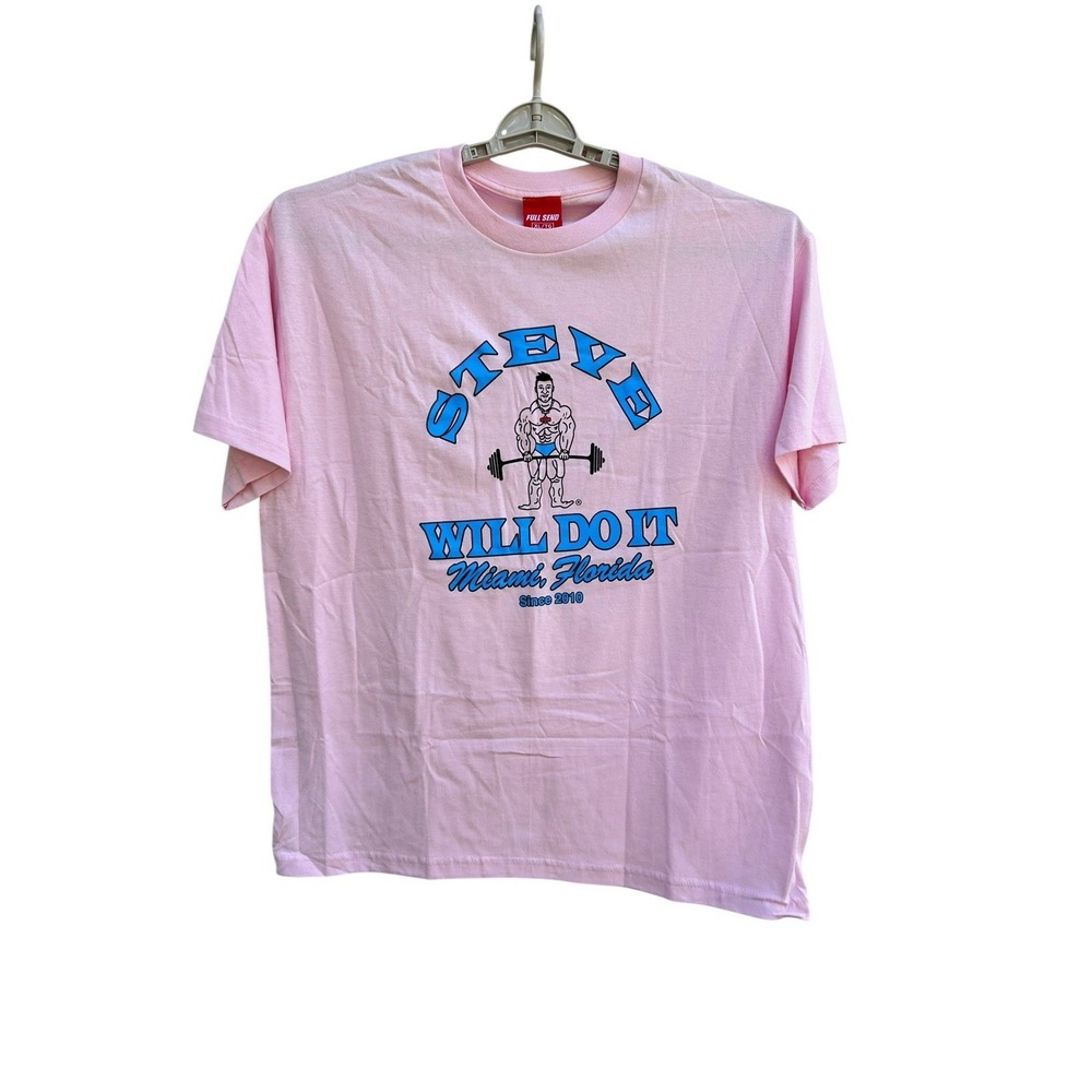 Full Send Mens XL Steve Will Do It Nelk Boys Pink Graphic T-Shirt Miami Florida